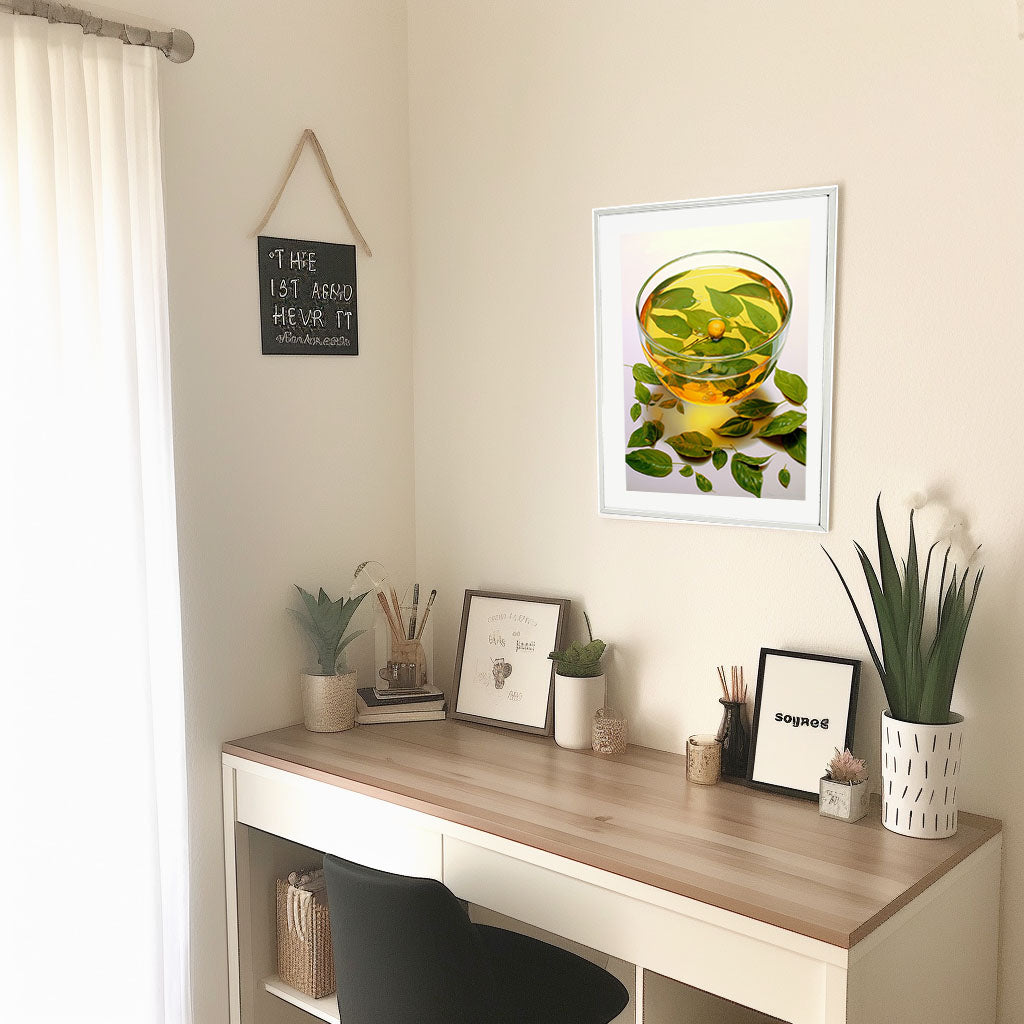 お茶のアートポスター机配置イメージ