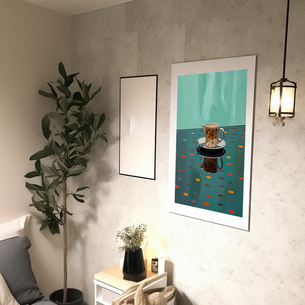 お茶のアートポスター廊下配置イメージ