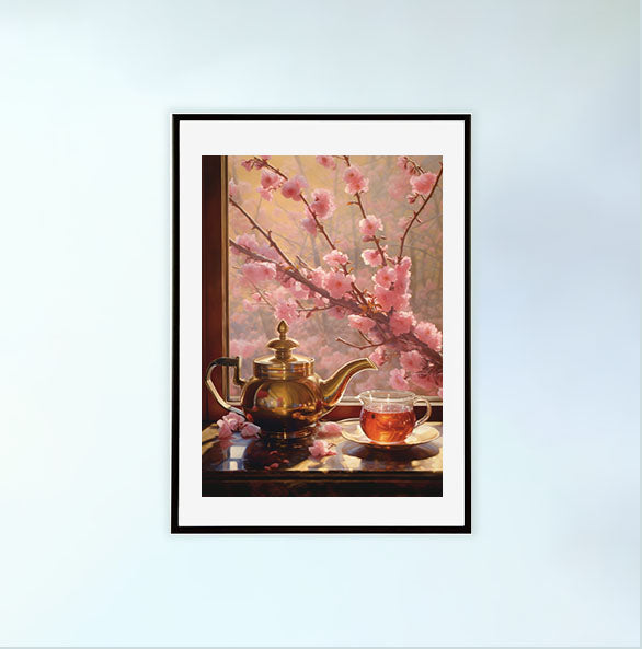お茶のアートポスター黒フレームあり