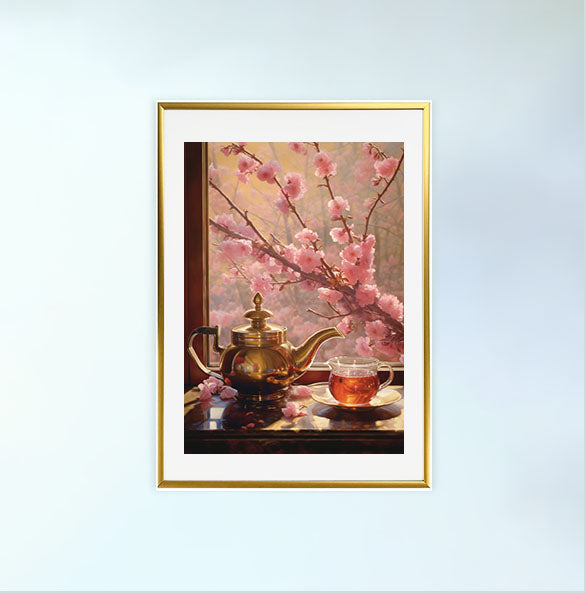 お茶のアートポスター金フレームあり