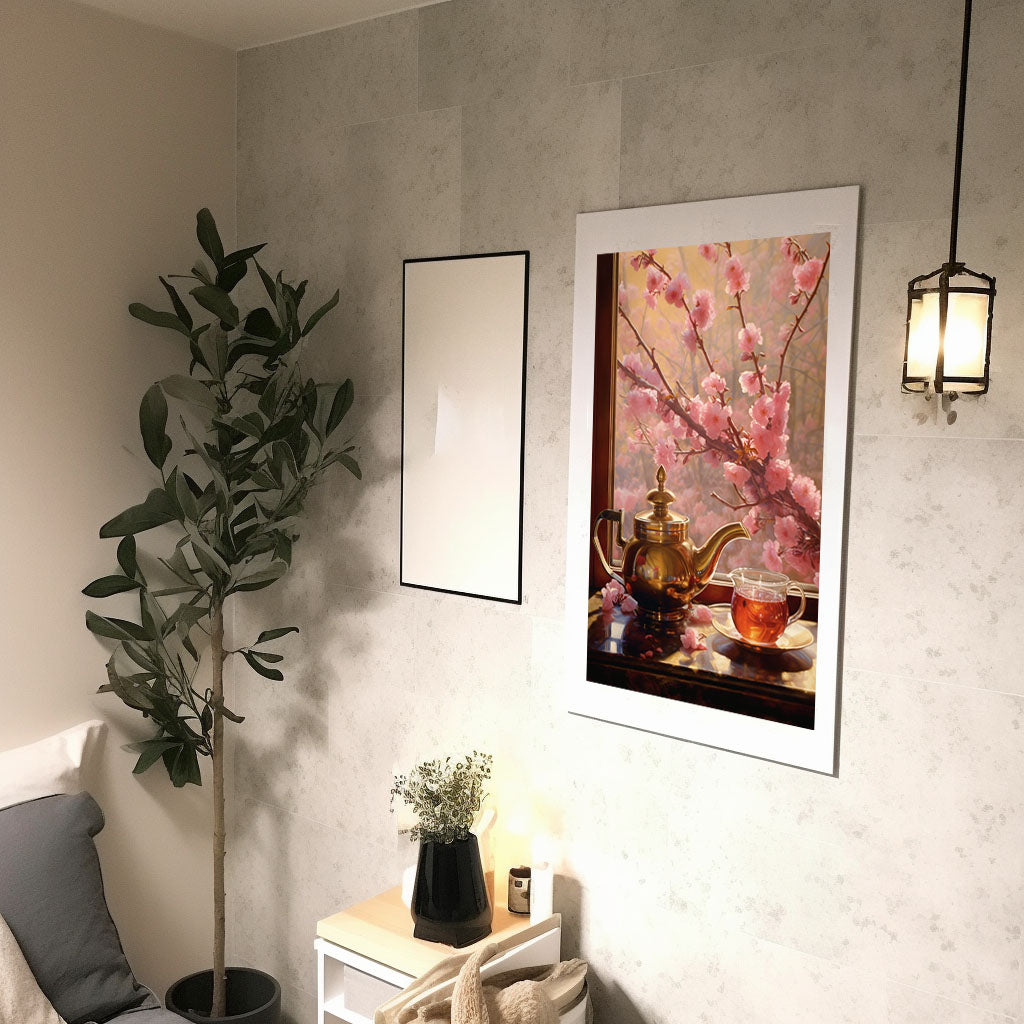 お茶のアートポスター廊下配置イメージ