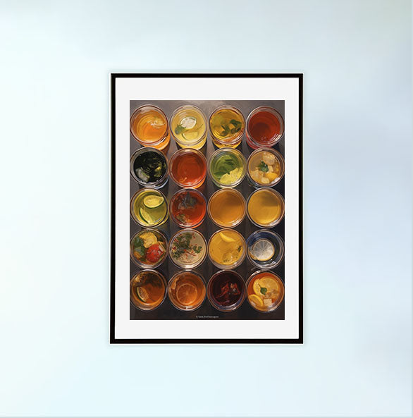 お茶のアートポスター黒フレームあり