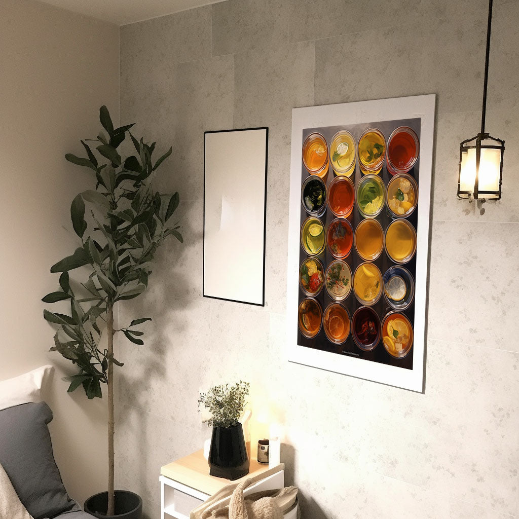 お茶のアートポスター廊下配置イメージ