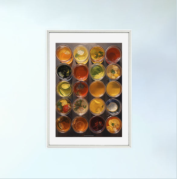 お茶のアートポスター銀フレームあり