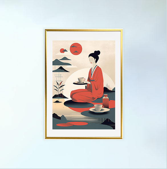 お茶のアートポスター金フレームあり