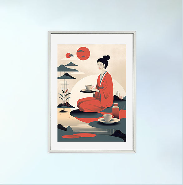 お茶のアートポスター銀フレームあり