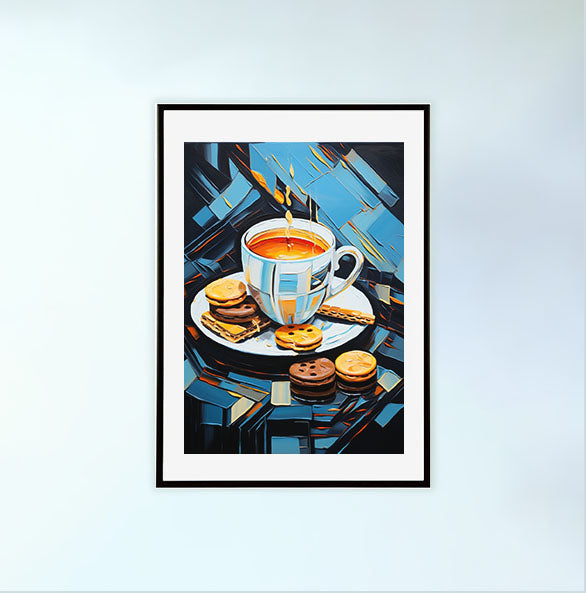 お茶のアートポスター黒フレームあり
