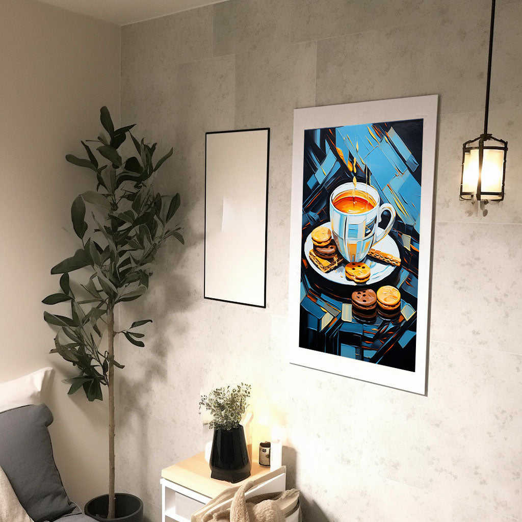 お茶のアートポスター廊下配置イメージ