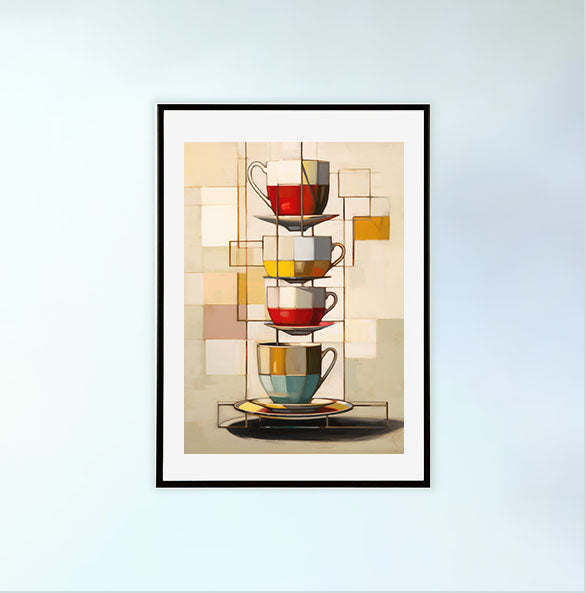 お茶のアートポスター黒フレームあり