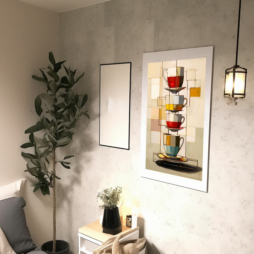 お茶のアートポスター廊下配置イメージ