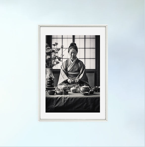 お茶のアートポスター銀フレームあり