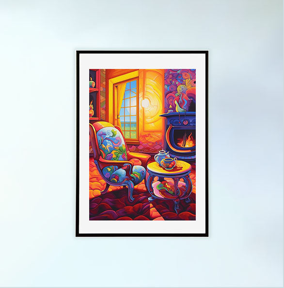 お茶のアートポスター黒フレームあり
