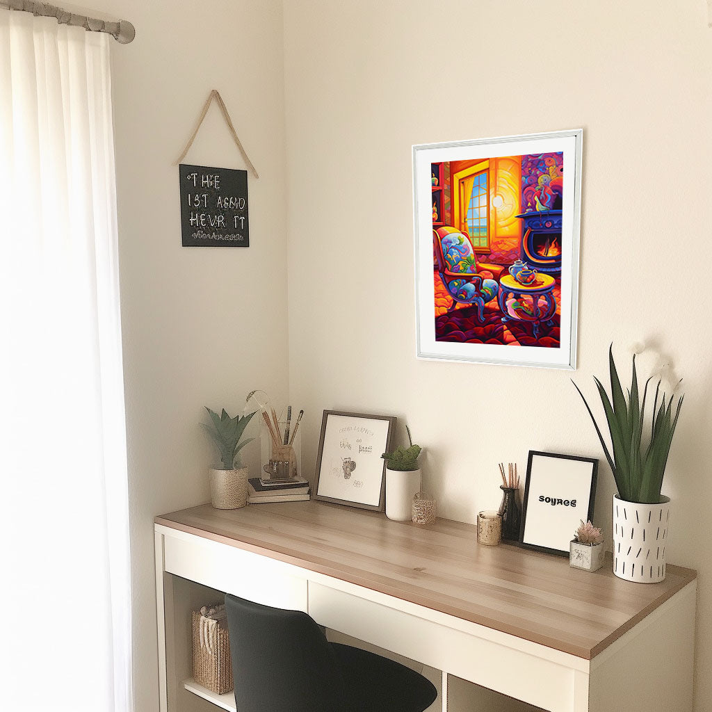 お茶のアートポスター机配置イメージ