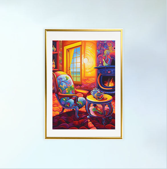 お茶のアートポスター金フレームあり