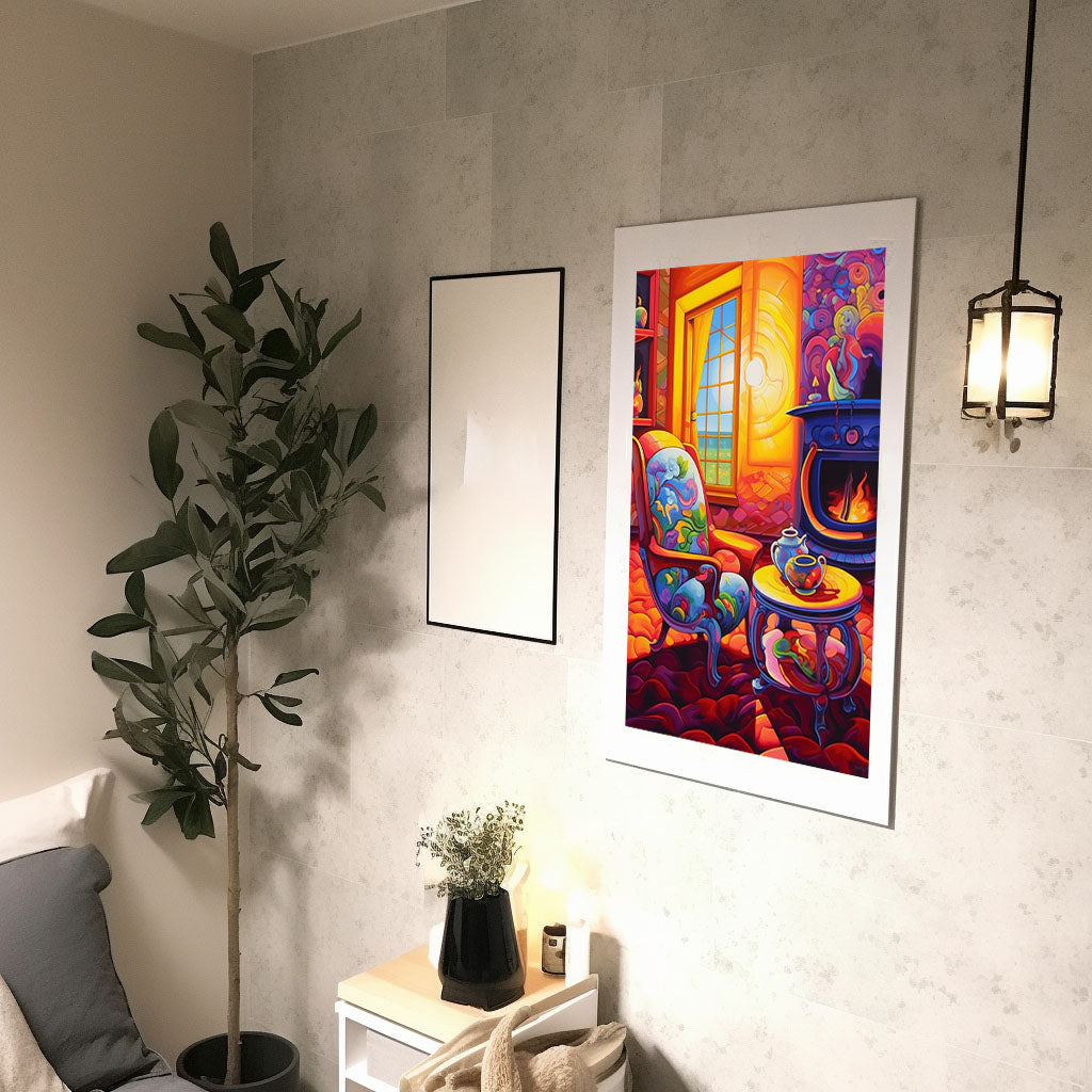 お茶のアートポスター廊下配置イメージ