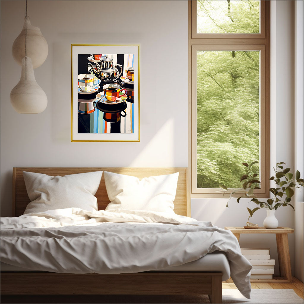 お茶のアートポスター寝室配置イメージ