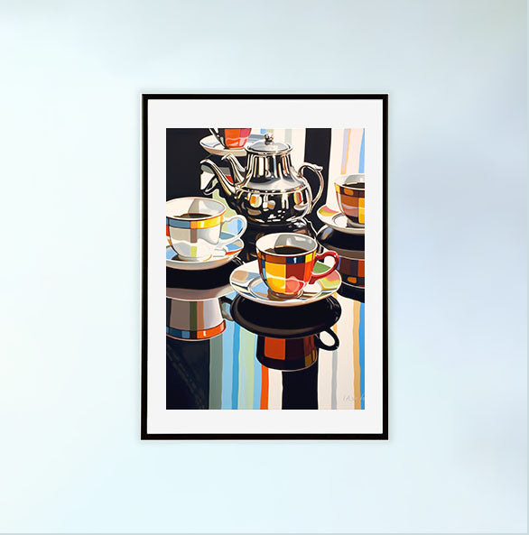 お茶のアートポスター黒フレームあり