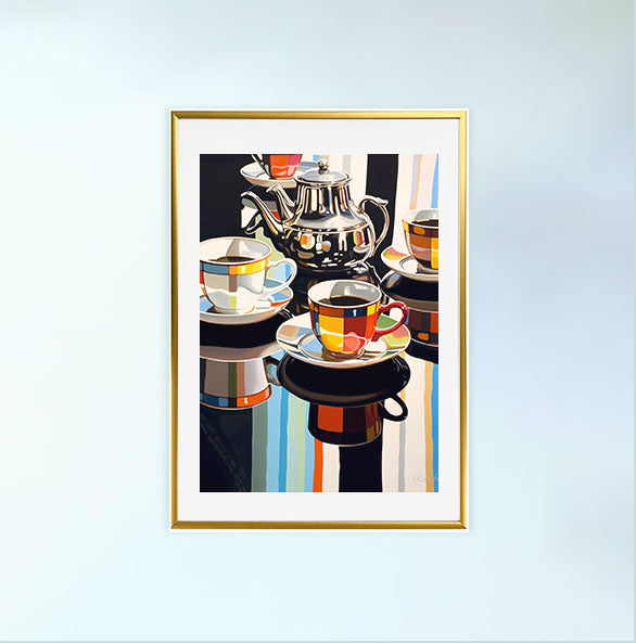お茶のアートポスター金フレームあり