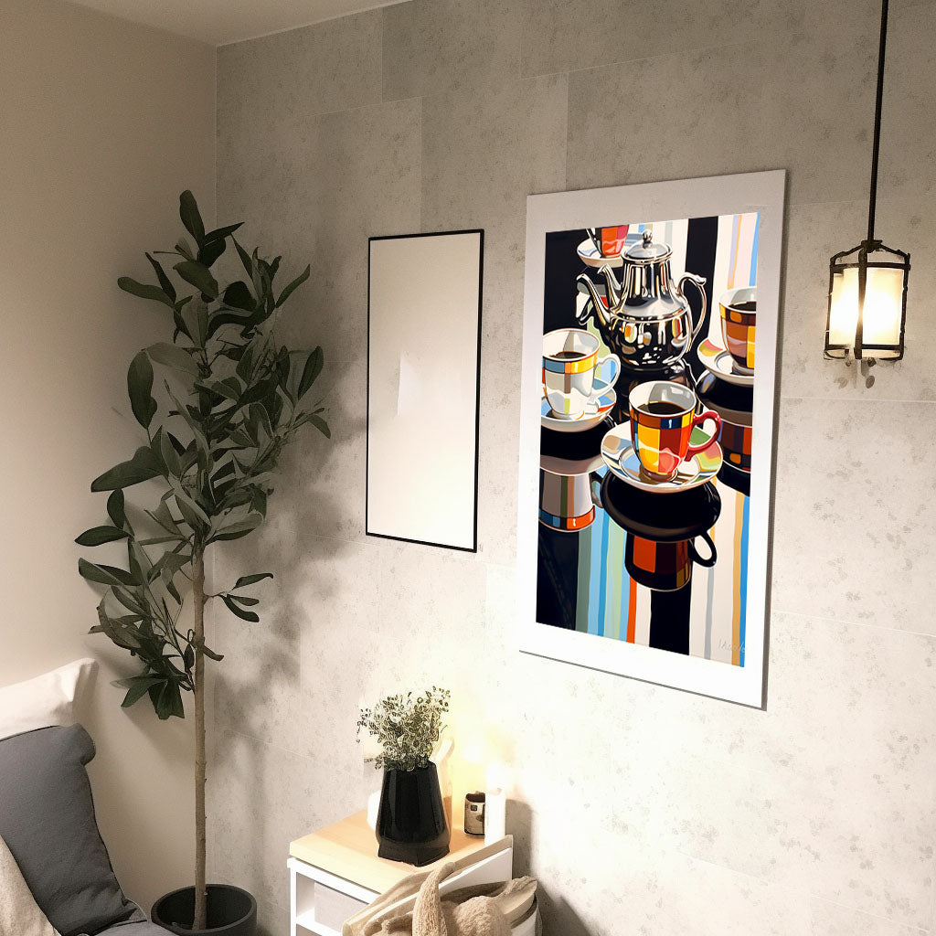 お茶のアートポスター廊下配置イメージ