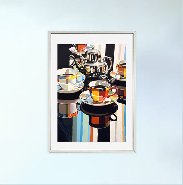 お茶のアートポスター銀フレームあり