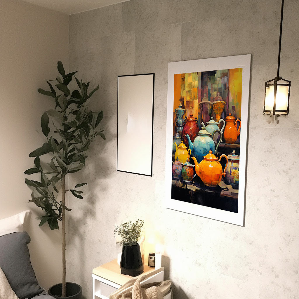 お茶のアートポスター廊下配置イメージ