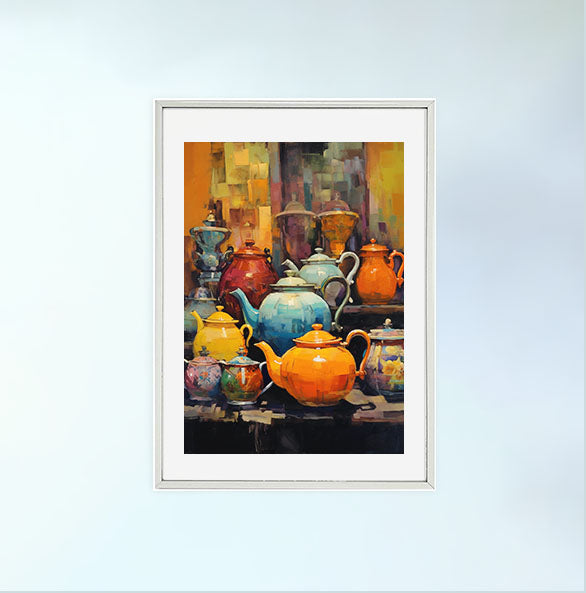 お茶のアートポスター銀フレームあり