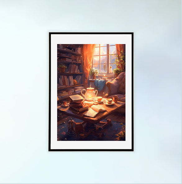 お茶のアートポスター黒フレームあり