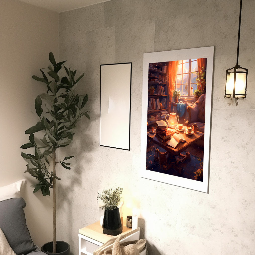 お茶のアートポスター廊下配置イメージ