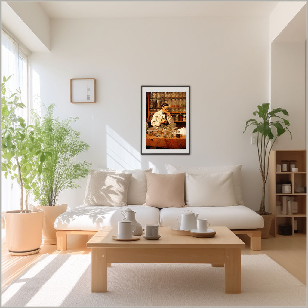お茶のアートポスターリビング配置イメージ