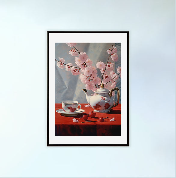 お茶のアートポスター黒フレームあり