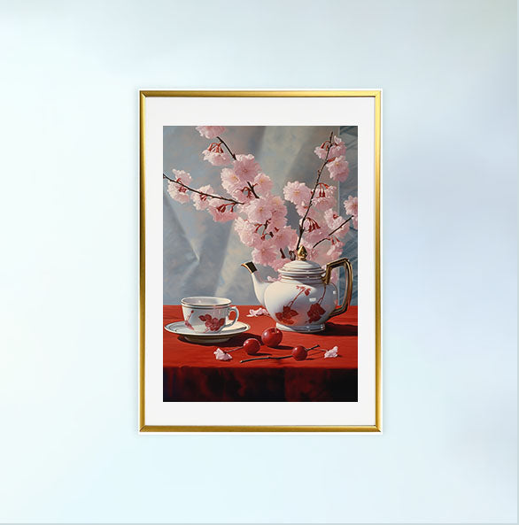 お茶のアートポスター金フレームあり