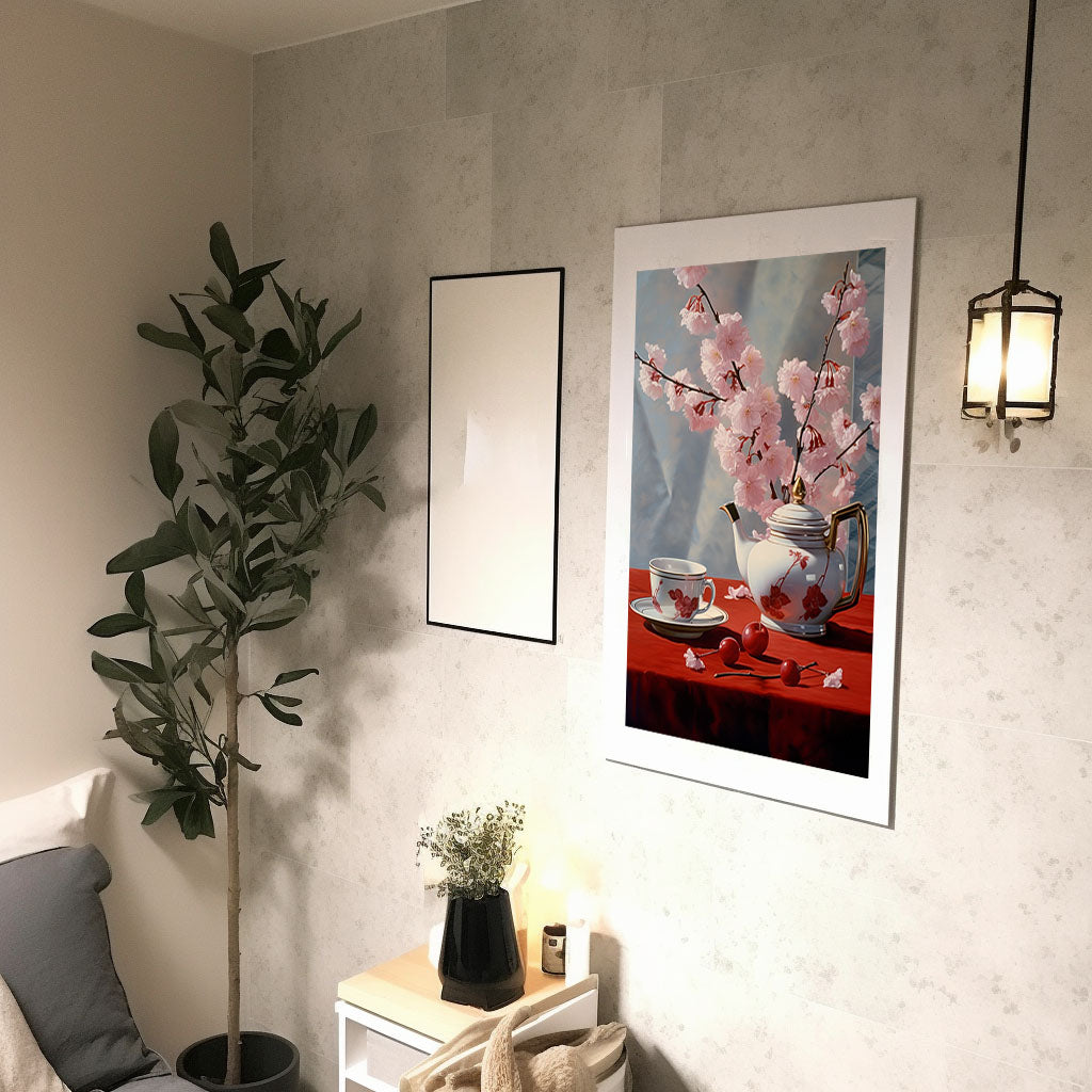 お茶のアートポスター廊下配置イメージ