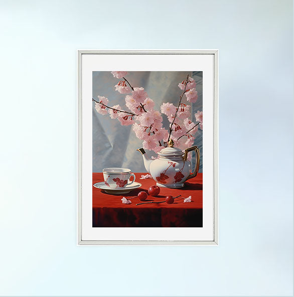 お茶のアートポスター銀フレームあり