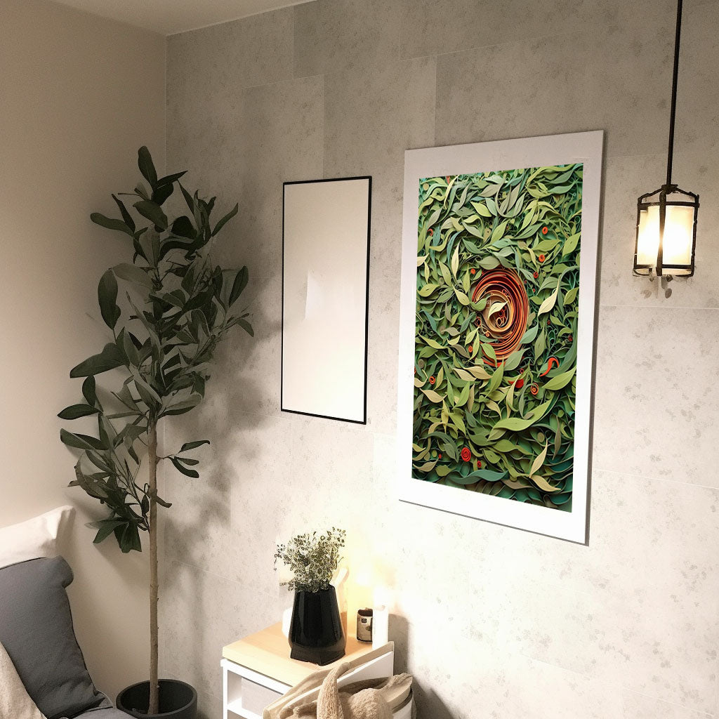 お茶のアートポスター廊下配置イメージ