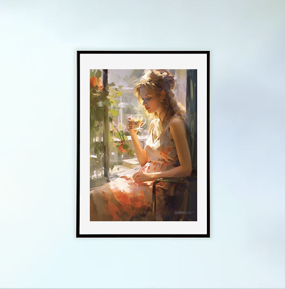 お茶のアートポスター黒フレームあり