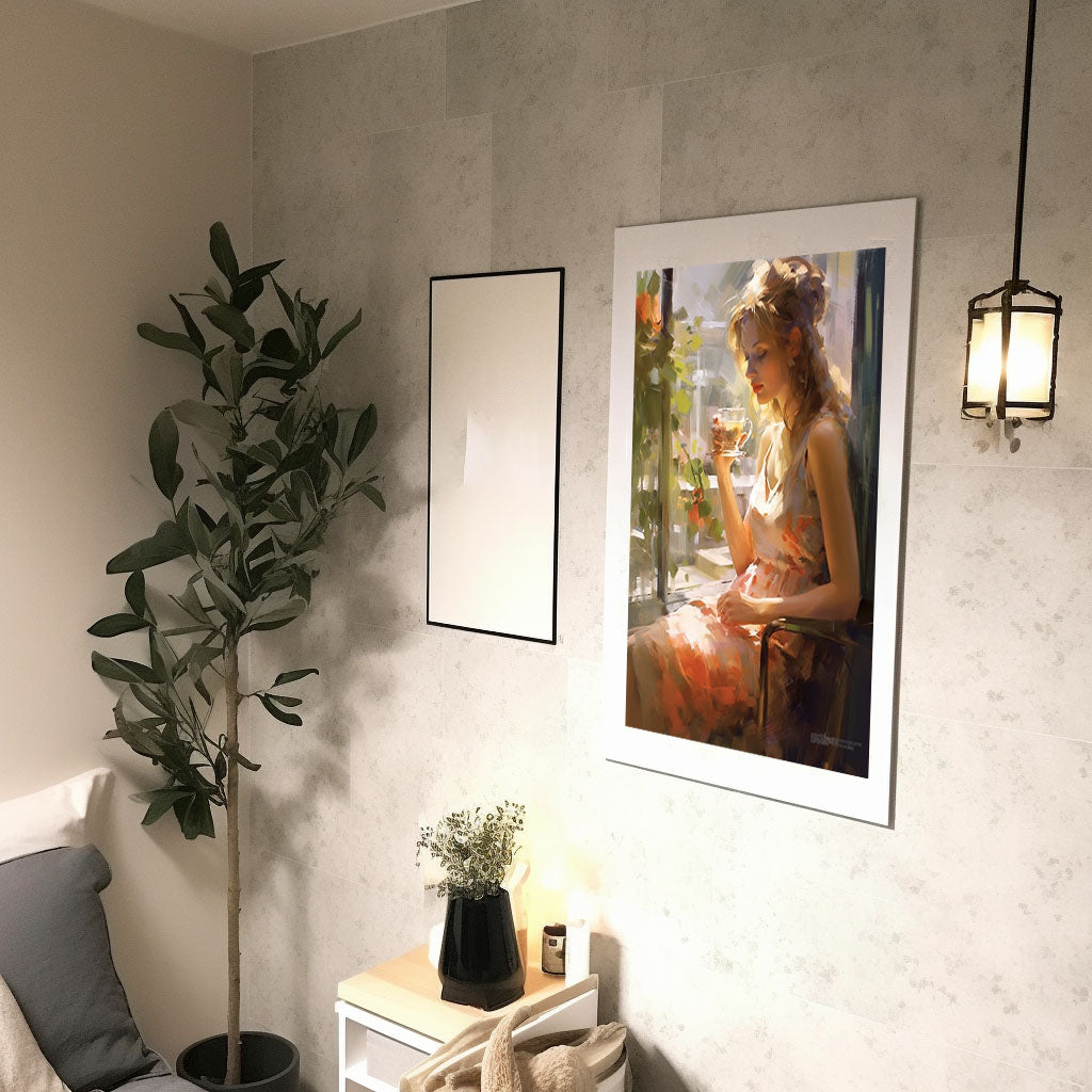 お茶のアートポスター廊下配置イメージ