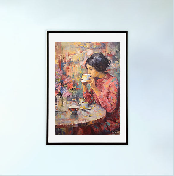 お茶のアートポスター黒フレームあり