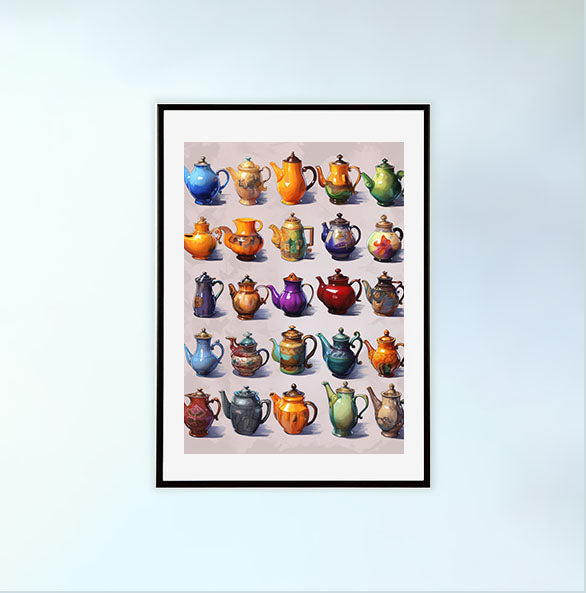お茶のアートポスター黒フレームあり