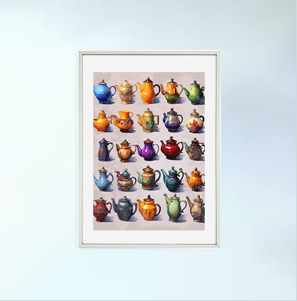 お茶のアートポスター銀フレームあり