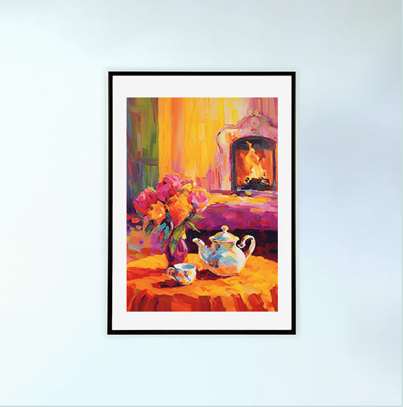 お茶のアートポスター黒フレームあり