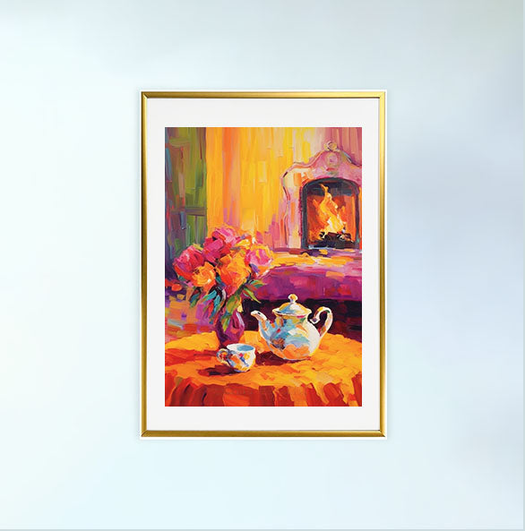 お茶のアートポスター金フレームあり