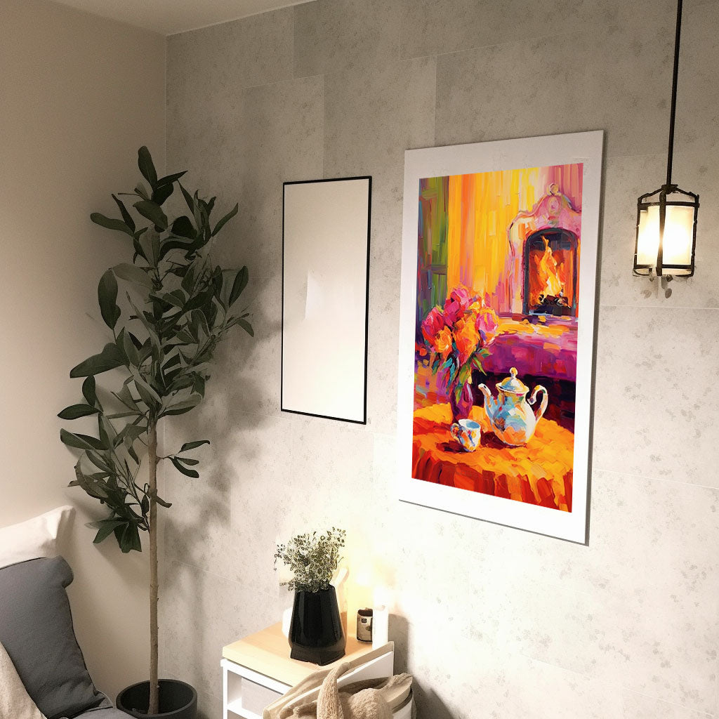 お茶のアートポスター廊下配置イメージ