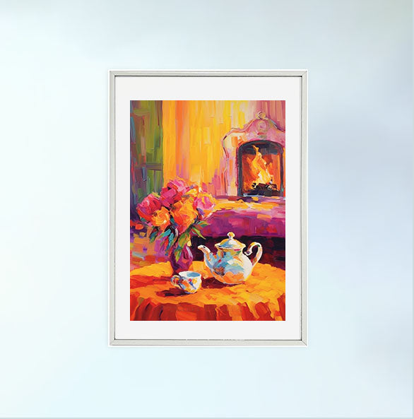 お茶のアートポスター銀フレームあり