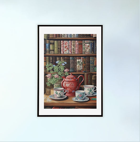 お茶のアートポスター黒フレームあり