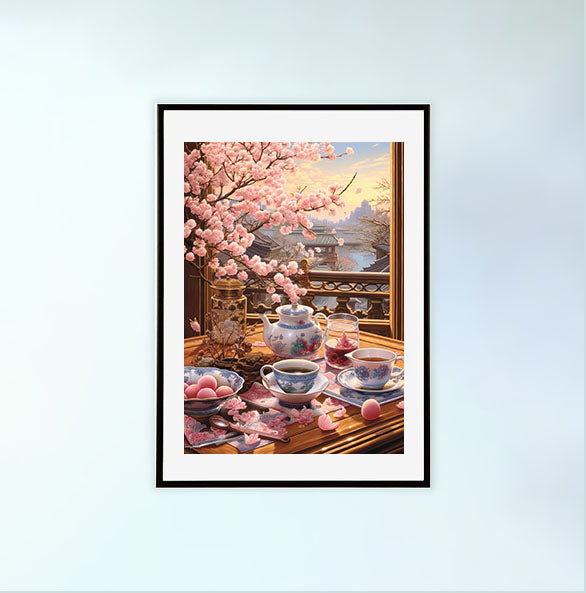 お茶のアートポスター黒フレームあり