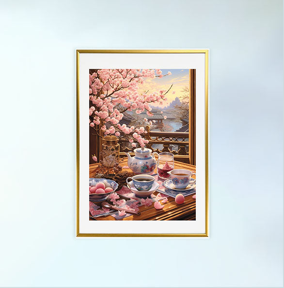 お茶のアートポスター金フレームあり