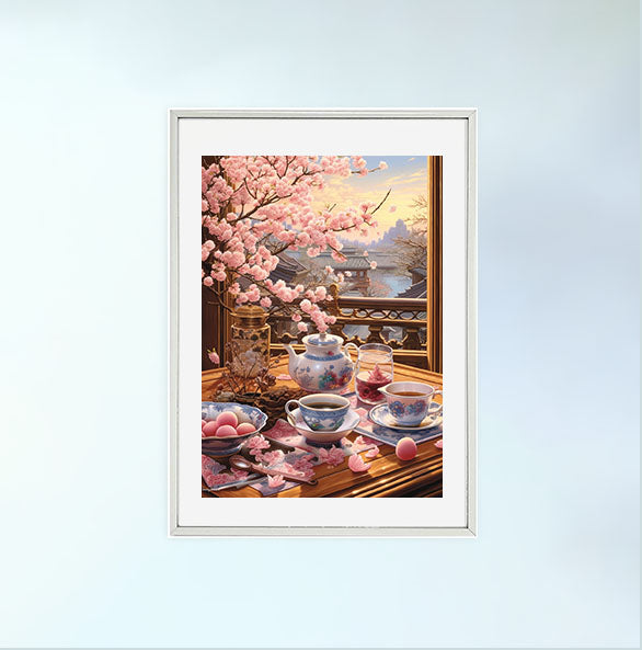 お茶のアートポスター銀フレームあり