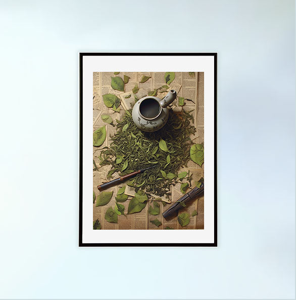 お茶のアートポスター黒フレームあり