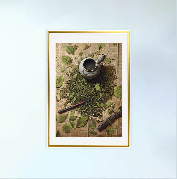 お茶のアートポスター金フレームあり