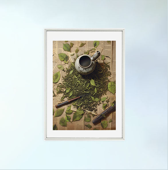 お茶のアートポスター銀フレームあり